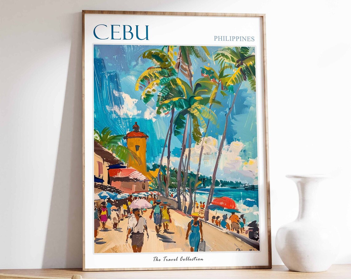 Cebu Travel Poster Cebu Travel Print Philippines Poster Tropical Wall Art Botanical Art Filipino Travel Poster Asian Art Cebu Gift
