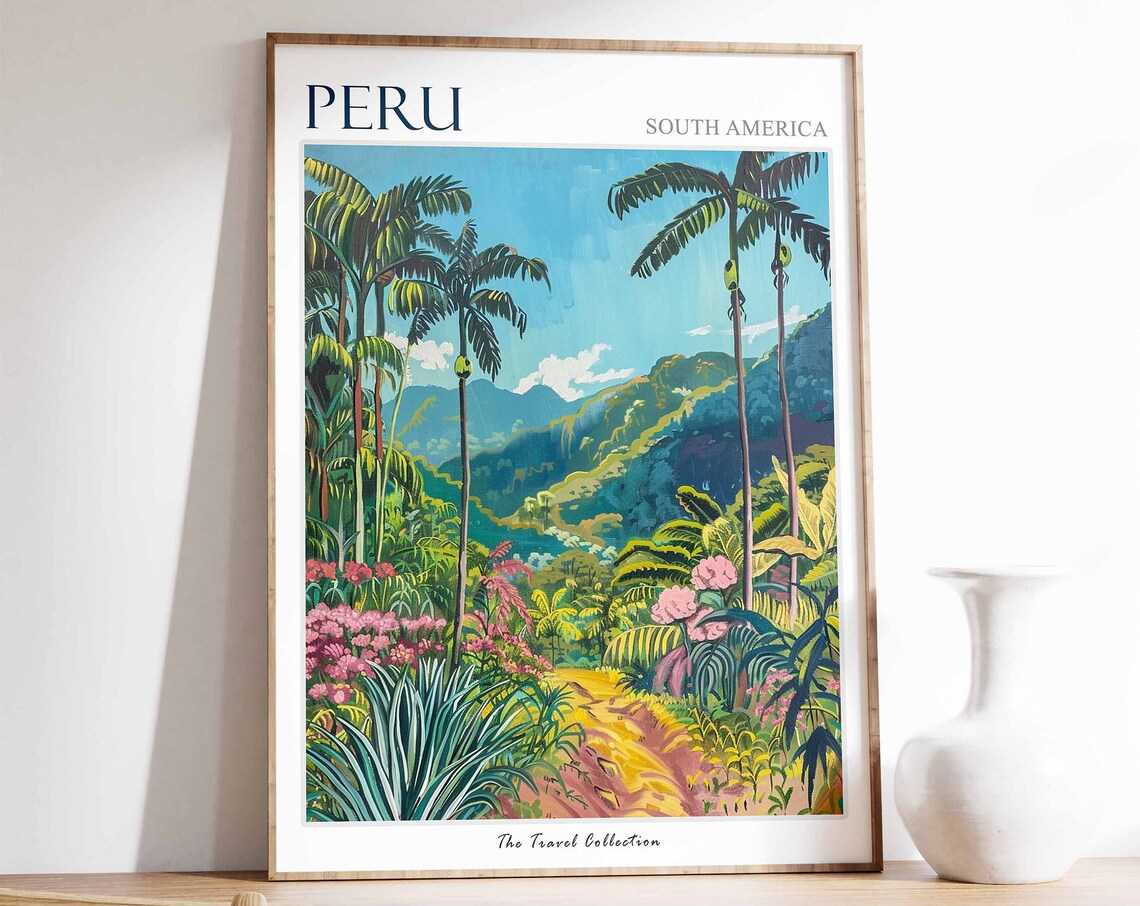 Peru Travel Poster Tropical Botanical Wall Art