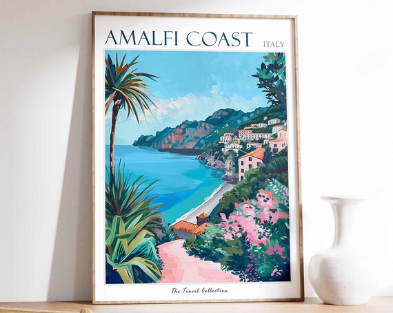 Amalfi Coast Poster Amalfi Coast Travel Print Tropical Decor Botanical Wall Art Amalfi Gift Italian Print Italian Poster Amalfi Art