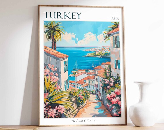 Turkey Poster Turkey Travel Print Turkish Decor Tropical Decor Botanical Art Islamic Gift Islamic Art Turkish Wall Art Turkish Gift