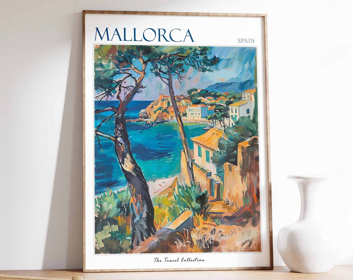 Mallorca Travel Poster, Tropical Beach Art Print