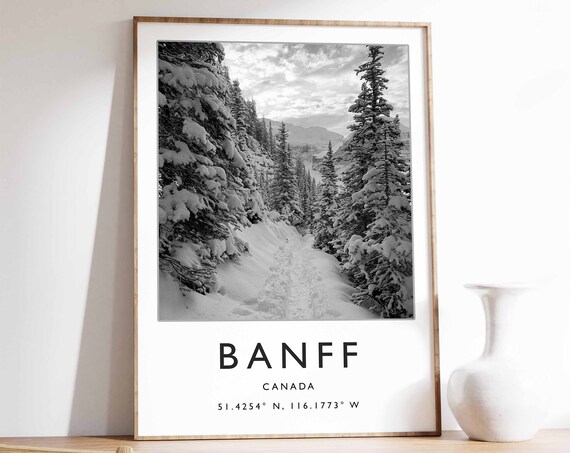 Banff Skiing Travel Poster, Canadian Winter Sport