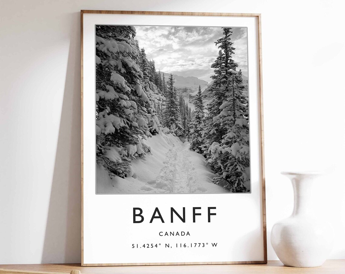 Banff Skiing Travel Poster, Canadian Winter Sport