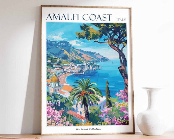 Amalfi Coast Poster Amalfi Coast Travel Print Tropical Decor Botanical Wall Art Amalfi Gift Italian Print Italian Poster Amalfi Art