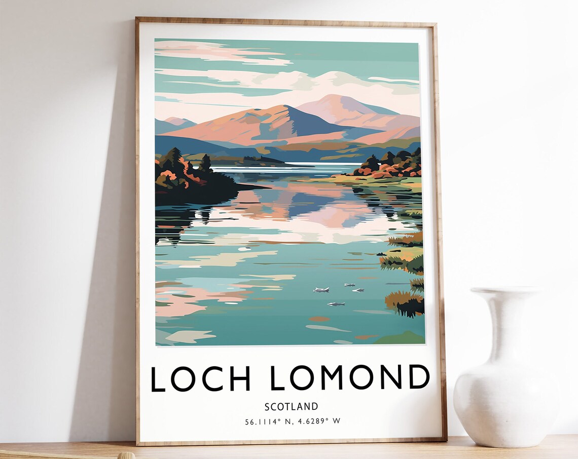 Loch Lomond Travel Poster, Scotland Travel Art