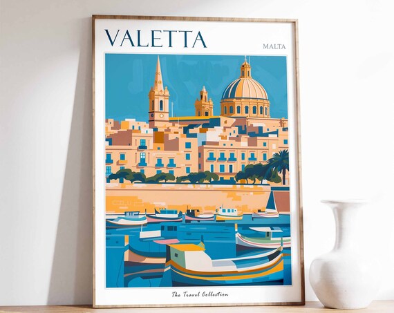 Valletta Poster Valletta Travel Print Tropical Decor City Wall Art Maltese Decor Malta Travel Print Valletta Gift