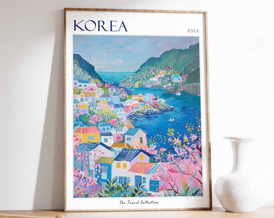 South Korea Poster Korea Travel Print Asian Decor Korean Travel Poster Oriental Art Oriental Poster Asian Wall Art Korean Gift