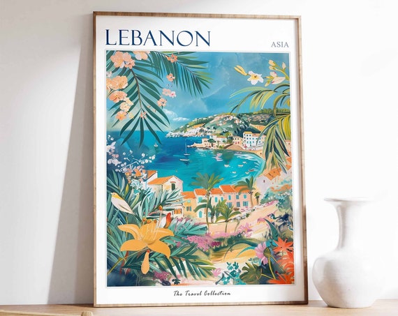 Lebanon Travel Poster Lebanon Travel Print Lebanese Decor Islamic Travel Poster Lebanese Art Lebanese Gift Lebanon Travel Art
