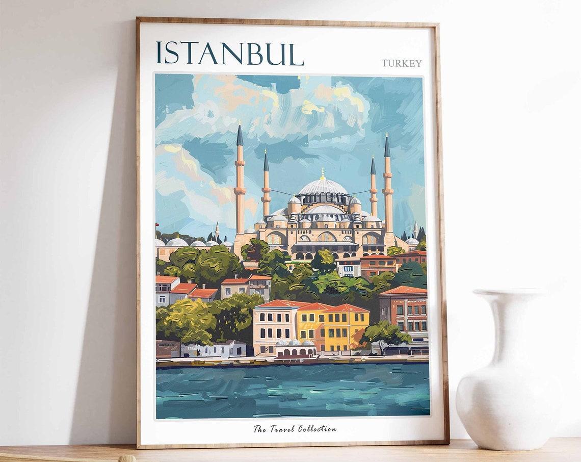 Istanbul Poster Istanbul Travel Print Turkish Travel Poster Istanbul Art Islamic Travel Print Istanbul Gift Turkey Gift Turkish Art