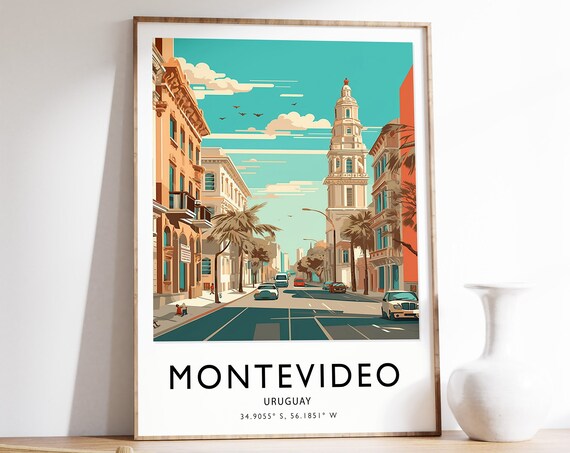 Montevideo Travel Print Uruguay Poster Latin Wall Art Colourful Vintage Gift A1a2a3a4
