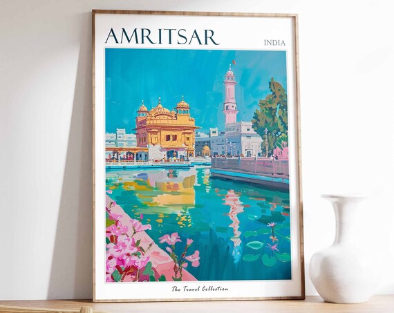 Amritsar Poster Amritsar Travel Print Tropical Decor Botanical Wall Art Indian Decor Indian Print Indian Poster Hindu Art Sikh Art