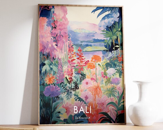 Bali Poster Bali Travel Print Indonesia Poster Indonesia Print Asian Travel Decor Travel Gift Floral Decor Scenery Poster