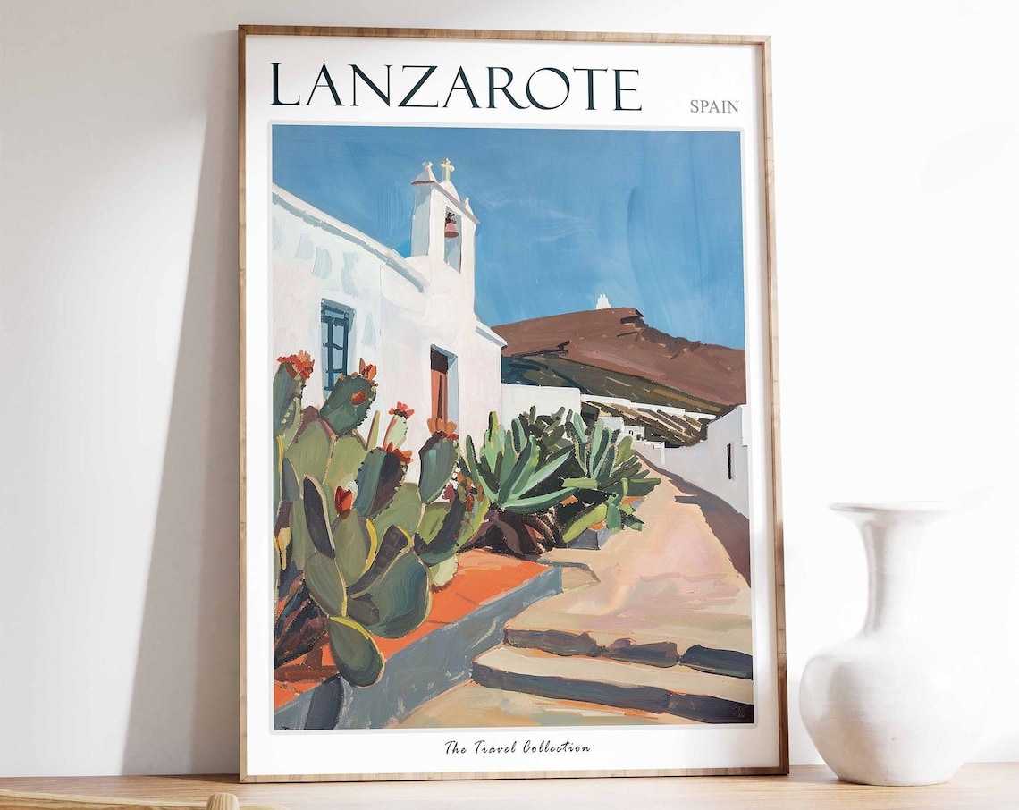 Lanzarote Travel Poster, Tropical Spanish Decor