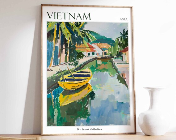 Vietnam Poster Vietnam Travel Print Vietnamese Decor Tropical Wall Art Botanical Print Asian Art Asian Gift Vietnamese Travel Print