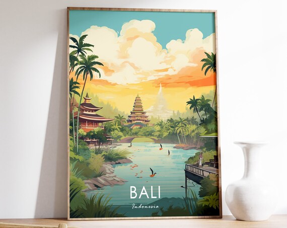 Bali Poster Bali Travel Print Indonesia Poster Indonesia Print Asian Travel Decor Travel Gift Floral Decor Scenery Poster