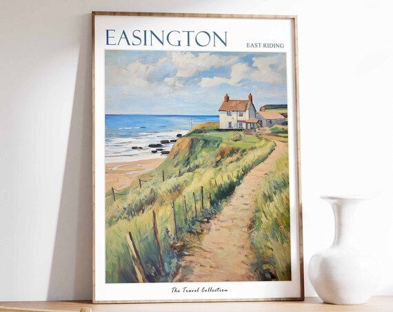 Easington Poster Easington Travel Print East Riding Travel Poster British Decor Tropical Decor Sea Print Easington Gift
