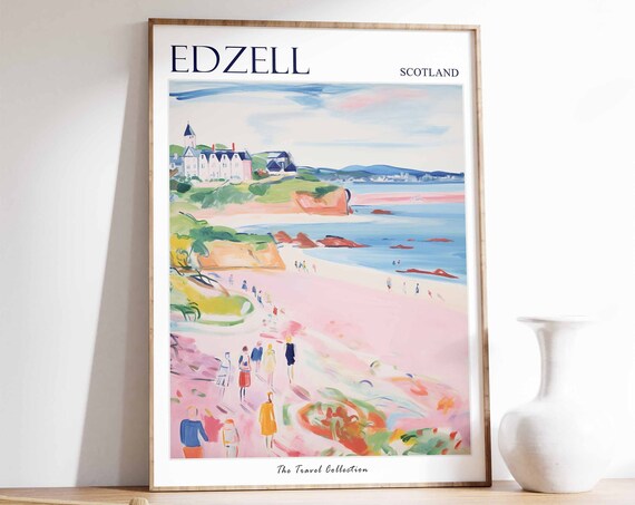 Edzell Poster Edzell Travel Print Scotland Travel Poster Scottish Decor Tropical Decor Sea Print Edzell Gift Edzell Travel Poster