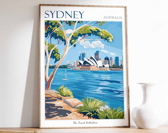 Sydney Australia Opera House Harbour Eucalyptus Travel Poster
