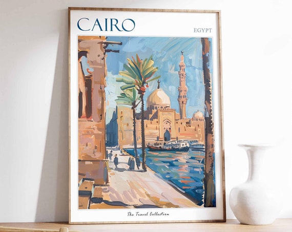 Cairo Poster Cairo Travel Print Egypt Travel Poster Egyptian Decor Cairo Art Cairo Gift Egypt Gift Islamic Travel Poster