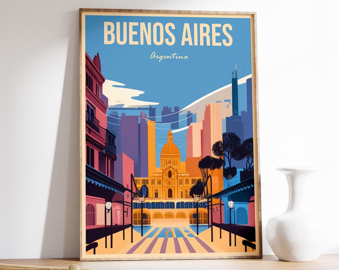 Buenos Aires Vintage Travel Poster, Argentina Travel