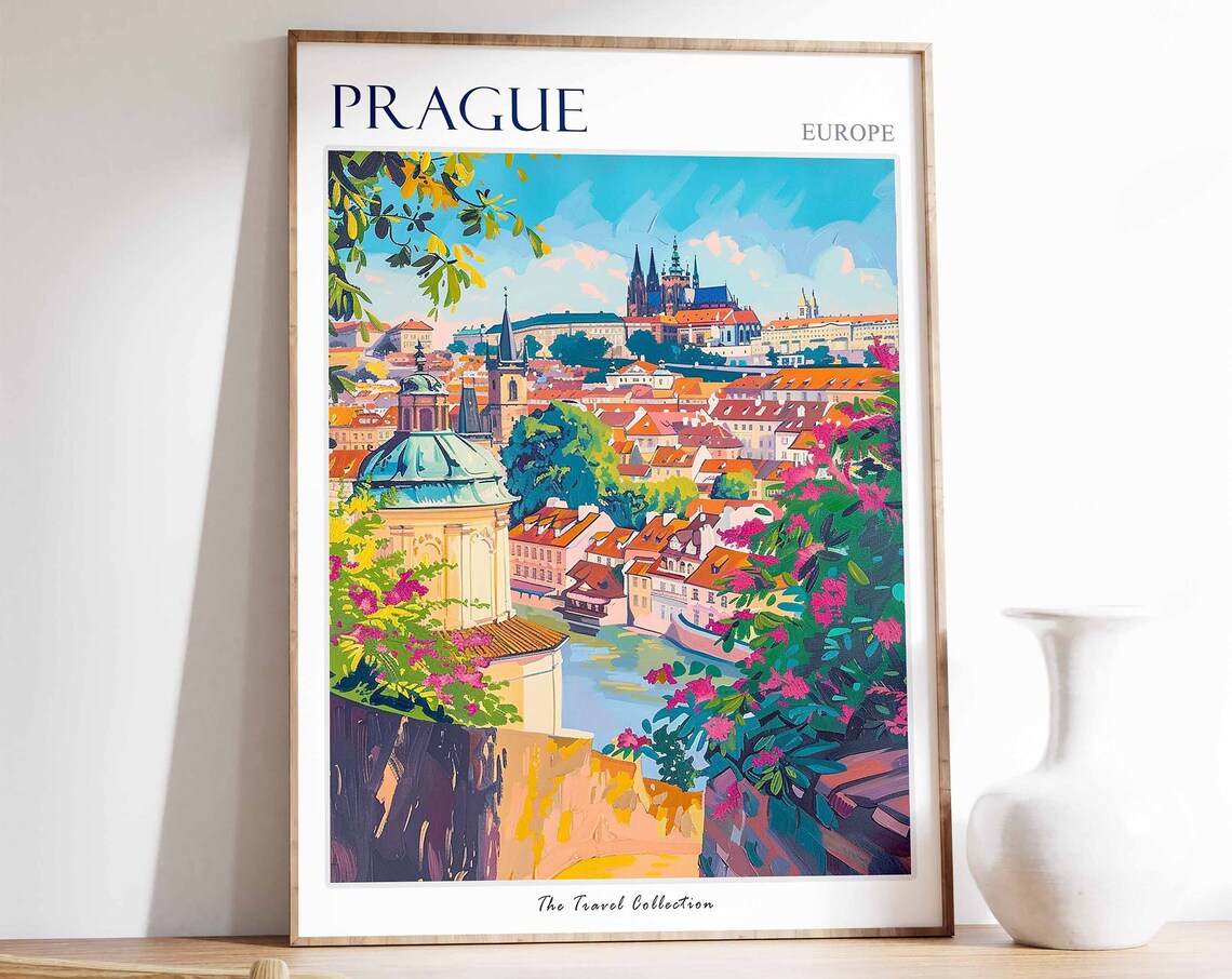 Prague Travel Poster, Czech Republic City Print