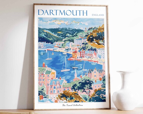 Dartmouth England River Harbor Sailboats Coastal Town Poster