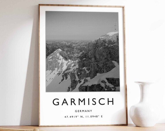 Garmisch Germany Snowy Mountain Photo Travel Poster Alpine View