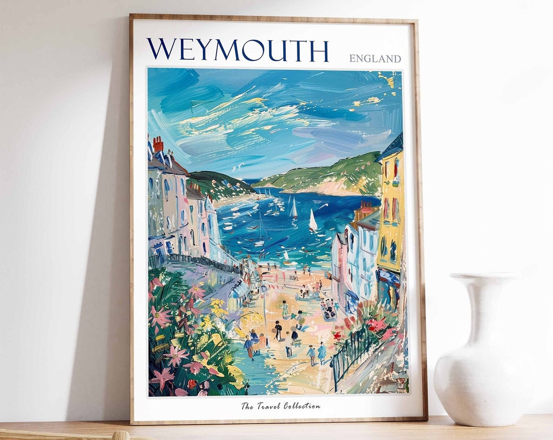 Weymouth Travel Poster Weymouth Travel Print Coastal Travel Poster Uk Travel Print Weymouth Gift British Travel Art Weymouth Art