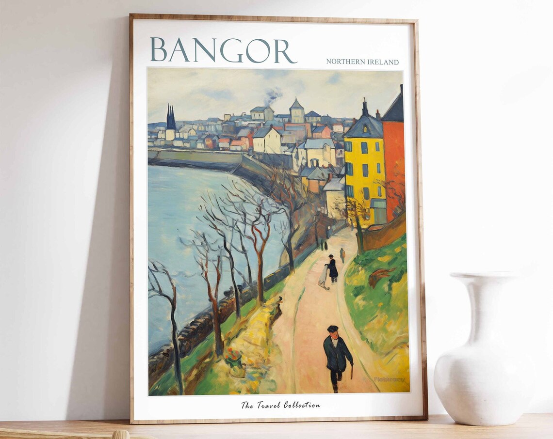 Bangor Poster Bangor Travel Print Northern Ireland Poster Irish Travel Poster Beach Art Bangor Gift Coastal Decor Seaside Art