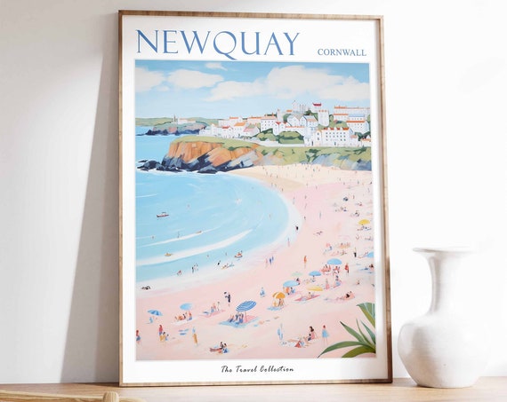 Newquay Travel Poster, Cornwall British Decor