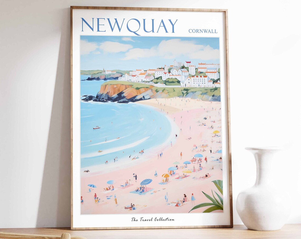 Newquay Travel Poster, Cornwall British Decor