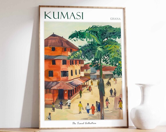 Kumasi Poster Kumasi Travel Print Tropical Decor City Wall Art Ghanaian Decor Ghana Travel Print Kumasi Gift Kumasi Travel Poster