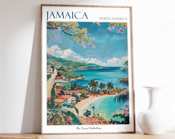 Jamaica Poster Jamaica Travel Print Jamaican Gift Tropical Wall Art Caribbean Travel Poster Exotic Wall Art Caribbean Print