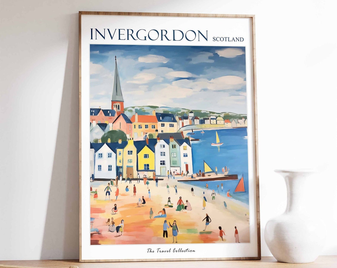 Invergordon Poster Invergordon Travel Print Scotland Travel Poster Scottish Decor Tropical Decor Sea Print Invergordon Travel Poster