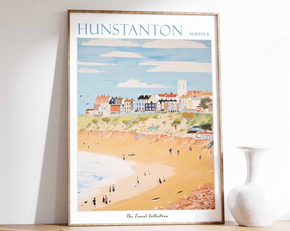 Hunstanton Poster Hunstanton Travel Print Norfolk Travel Poster British Decor Tropical Decor Hunstanton Gift Hunstanton Travel Poster