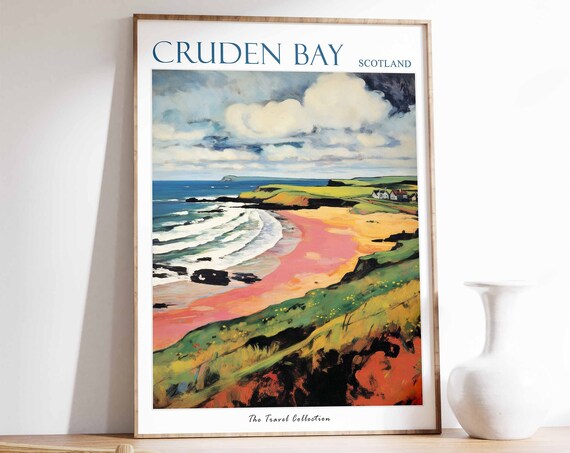 Cruden Bay Poster Cruden Bay Travel Print Scotland Travel Poster Scottish Decor Tropical Decor Sea Print Cruden Bay Gift