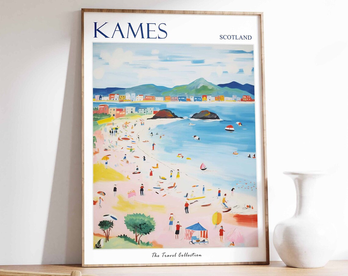 Kames Scotland Lively Beach Panorama Full of Summer Color Poster