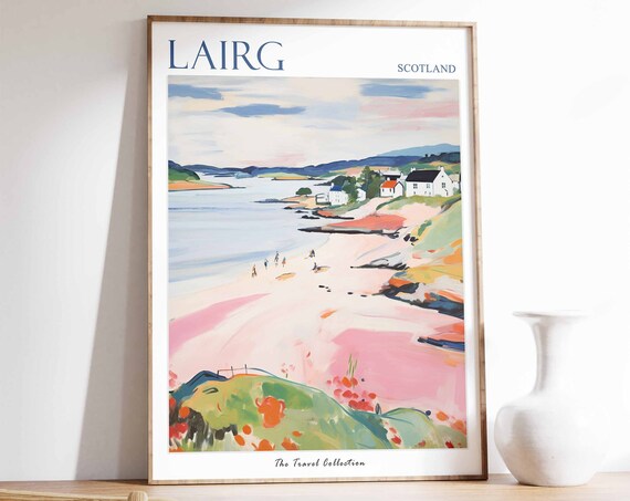 Lairg Poster Lairg Travel Print Scotland Travel Poster Scottish Decor Tropical Decor Sea Print Lairg Gift Lairg Travel Poster