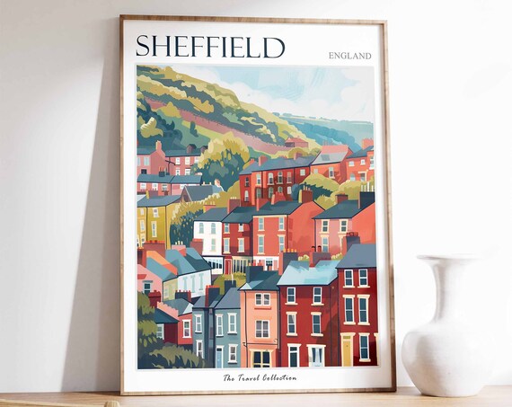 Sheffield England Terraced Houses Hillside The Travel Collection Poster