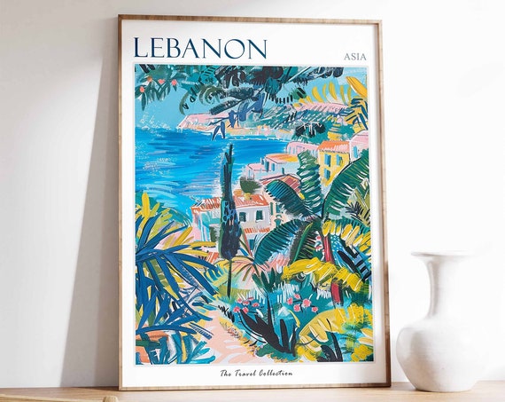 Lebanon Travel Poster Lebanon Travel Print Lebanese Decor Islamic Travel Poster Lebanese Art Lebanese Gift Lebanon Travel Art