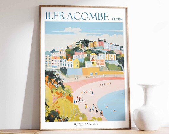 Ilfracombe Poster Ilfracombe Travel Print Devon Travel Poster British Decor Tropical Decor Ilfracombe Gift Ilfracombe Travel Poster