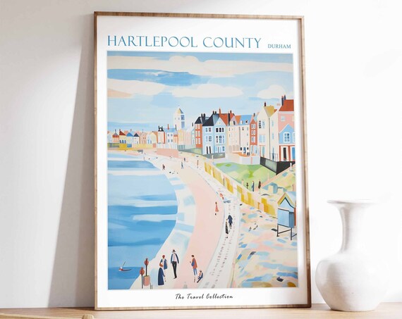 Hartlepool Poster Hartlepool Travel Print Durham Travel Poster British Decor Tropical Decor Hartlepool Gift Hartlepool Travel Poster