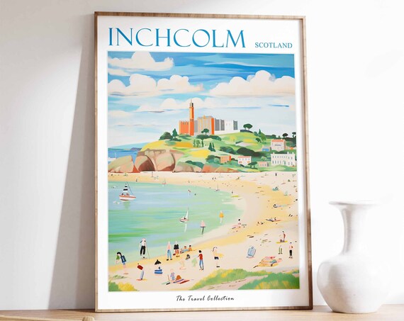 Inchcolm Poster Inchcolm Travel Print Scotland Travel Poster Scottish Decor Tropical Decor Inchcolm Gift Inchcolm Travel Poster