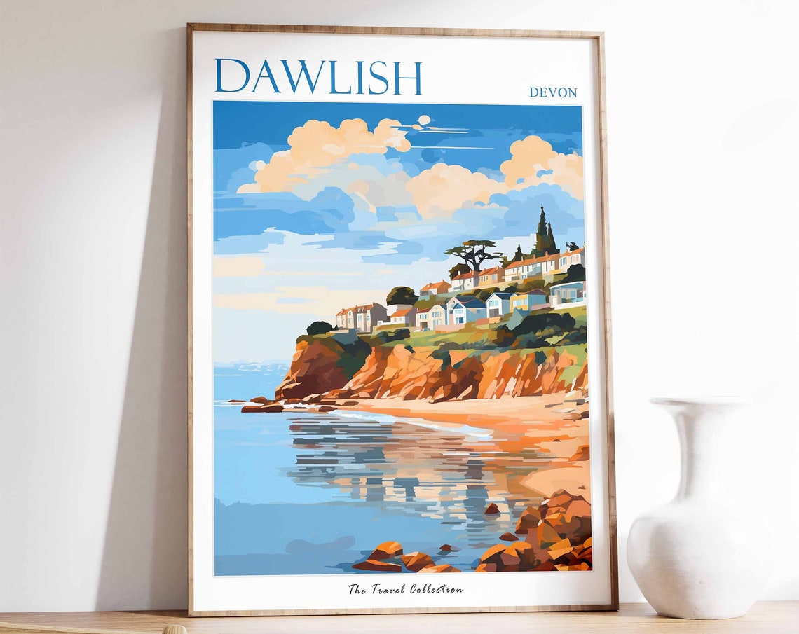 Dawlish Devon England Red Cliffs Coastal Seaside Town Poster