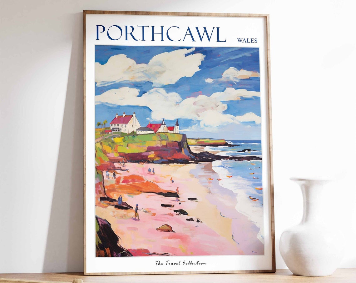 Porthcawl Poster Porthcawl Travel Print Wales Travel Poster Welsh Decor Tropical Decor Porthcawl Gift Porthcawl Travel Poster