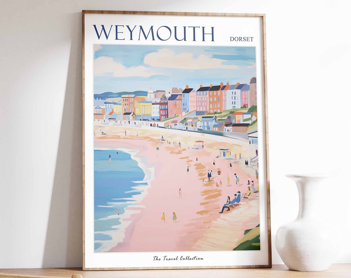 Weymouth Dorset Pastel Beach Georgian Terrace Seaside Travel Poster