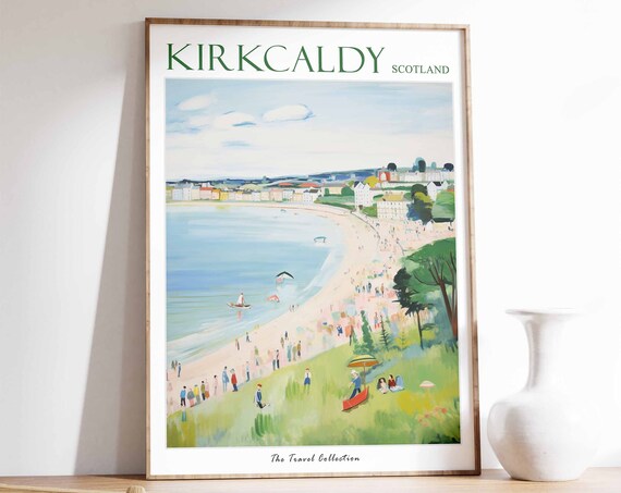 Kirkcaldy Poster Kirkcaldy Travel Print Scotland Travel Poster Scottish Decor Tropical Decor Kirkcaldy Gift Kirkcaldy Travel Poster