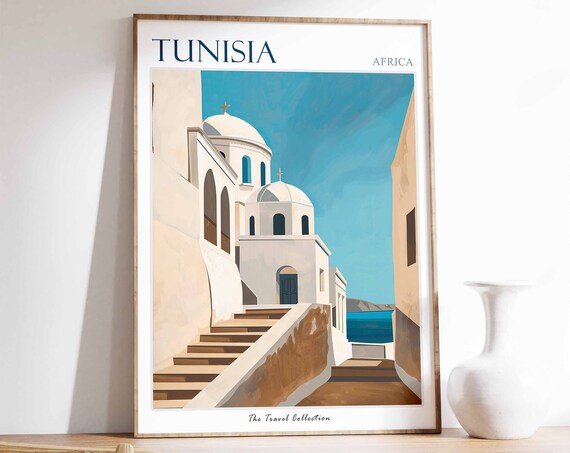 Tunisia Poster Tunisia Travel Print Tunisian Decor Tropical Decor Botanical Art African Gift Tunisian Gift North African Wall Art