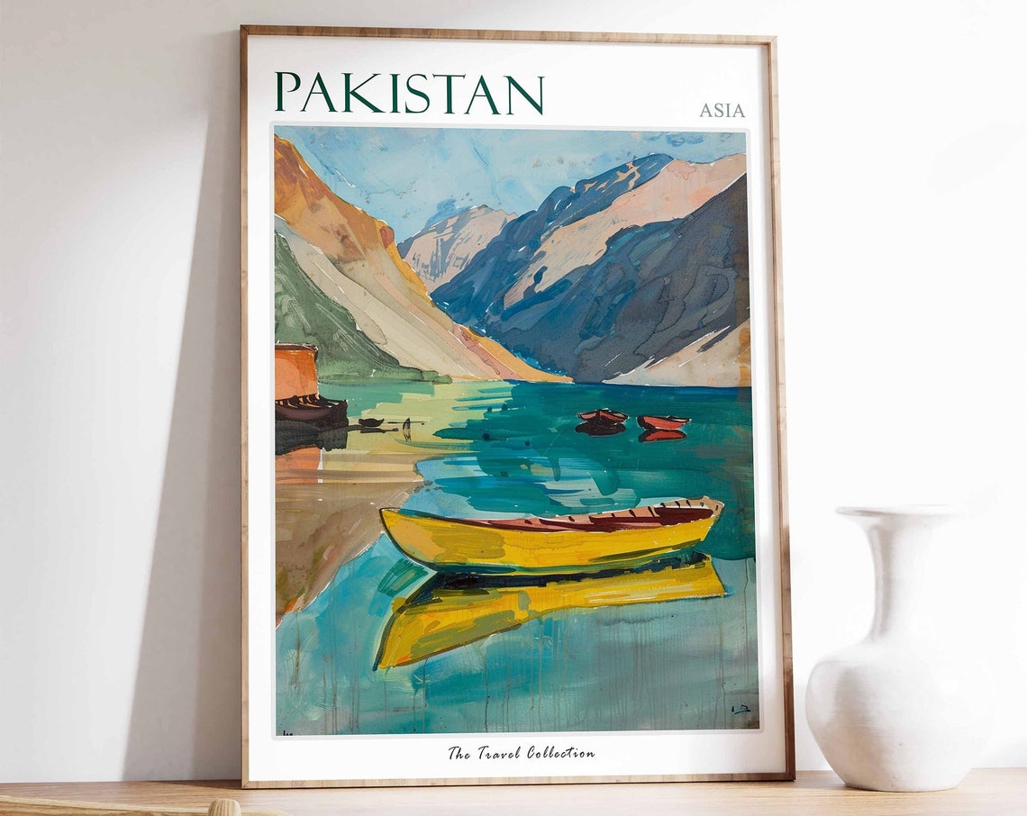 Pakistan Poster Pakistan Travel Print Pakistani Decor Botanical Wall Art Islamic Travel Poster Asian Art Pakistani Gift Pakistan Art
