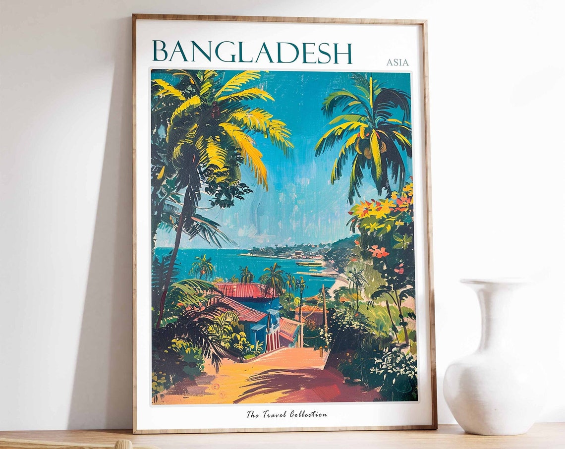 Bangladesh Poster Bangladesh Travel Print Islamic Travel Poster Islamic Decor Middle Eastern Art Travel Gift Floral Print
